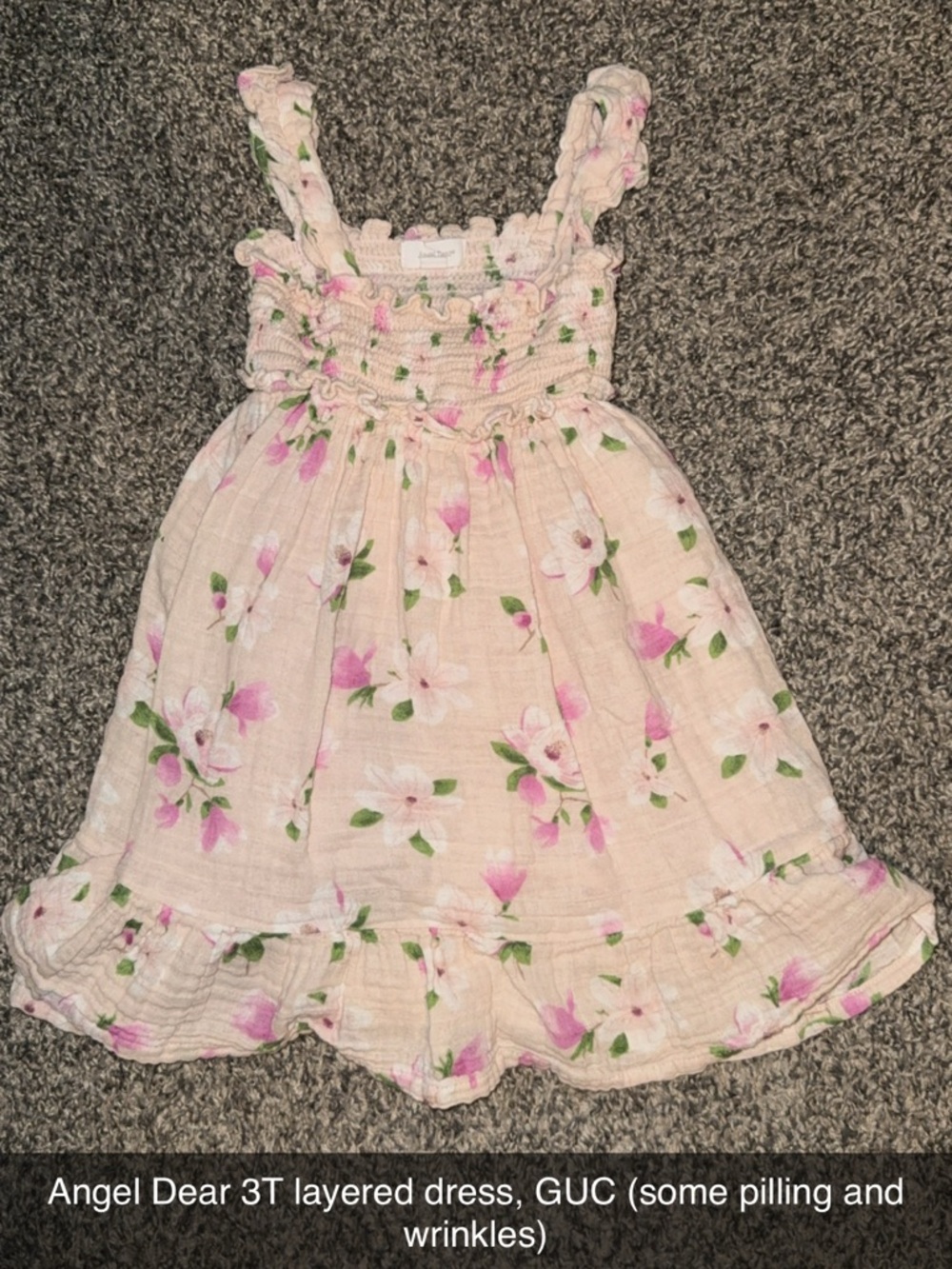 Angel Dear Pale Pink Floral Layered Sundress